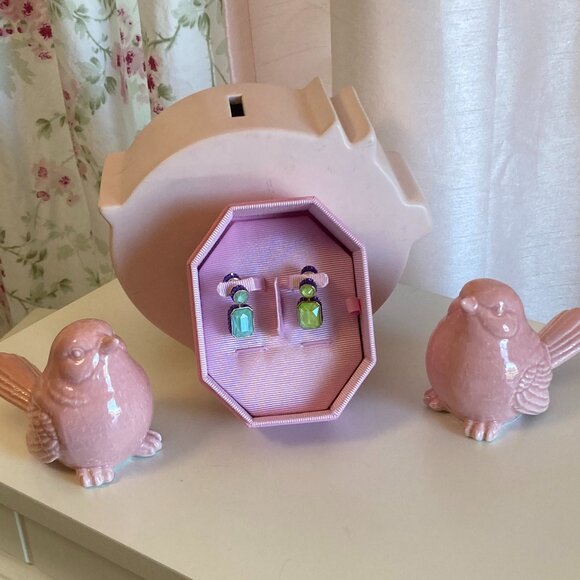 Swarovski Chroma drop earrings lime and aqua, reversible